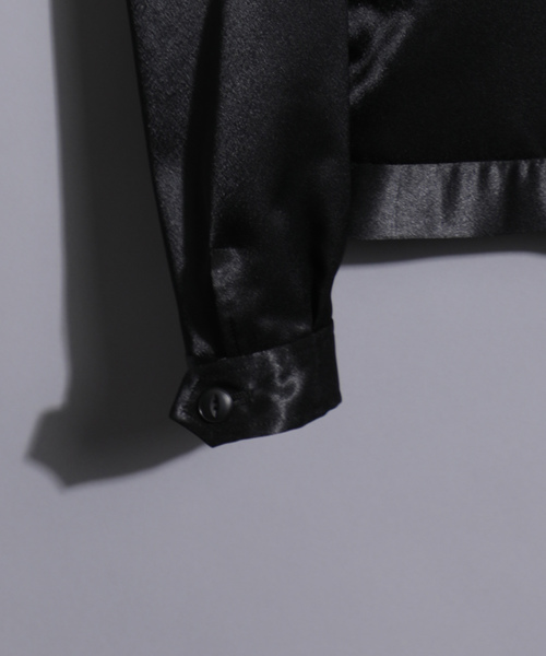 NUMBER (N)INE（ナンバーナイン）の「【NUMBER (N)INE】別注パールサテンジップショートブルゾン（ブルゾン・メンズ・ターコイズブルー/ブラック・1/2/3）」の7枚目の写真