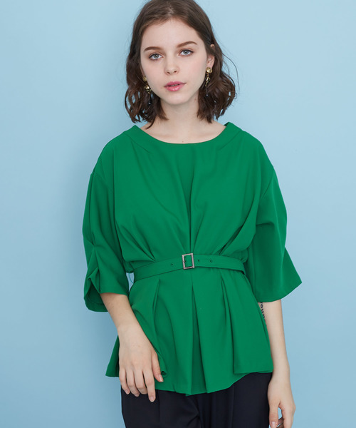 UNITED TOKYO(ユナイテッドトウキョウ)の「トリオタックベルテッドブラウス(シャツ/ブラウス・レディース・ラベンダー/ベージュ/ブラック/グリーン/オフホワイト・1)」の4枚目の写真