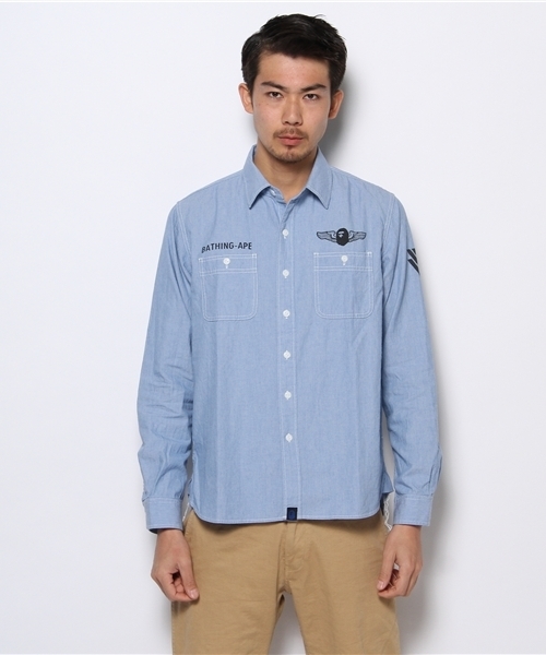 A BATHING APE（アベイシングエイプ）の「CHAMBRAY SHIRT（シャツ/ブラウス・メンズ・インディゴブルー・SMALL/LARGE/MEDIUM/X-LARGE/XX-LARGE）」の2枚目の写真