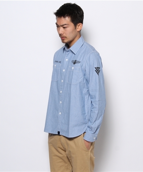 A BATHING APE（アベイシングエイプ）の「CHAMBRAY SHIRT（シャツ/ブラウス・メンズ・インディゴブルー・SMALL/LARGE/MEDIUM/X-LARGE/XX-LARGE）」の3枚目の写真