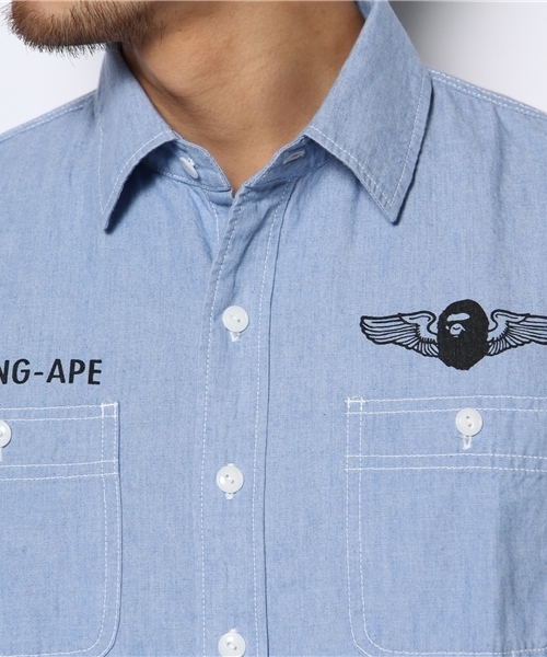 A BATHING APE（アベイシングエイプ）の「CHAMBRAY SHIRT（シャツ/ブラウス・メンズ・インディゴブルー・SMALL/LARGE/MEDIUM/X-LARGE/XX-LARGE）」の5枚目の写真