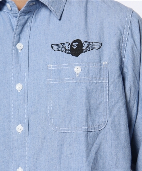 A BATHING APE（アベイシングエイプ）の「CHAMBRAY SHIRT（シャツ/ブラウス・メンズ・インディゴブルー・SMALL/LARGE/MEDIUM/X-LARGE/XX-LARGE）」の8枚目の写真