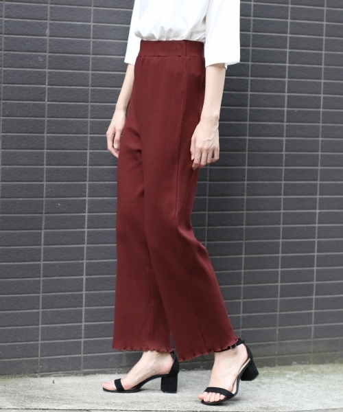 LOWRYS FARM（ローリーズファーム）の「カットメローパンツ　804628（その他パンツ・レディース・グレー/アイボリー/バーガンディー・FREE）」の3枚目の写真