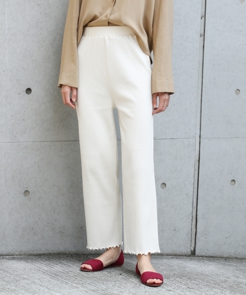 LOWRYS FARM（ローリーズファーム）の「カットメローパンツ　804628（その他パンツ・レディース・グレー/アイボリー/バーガンディー・FREE）」の2枚目の写真