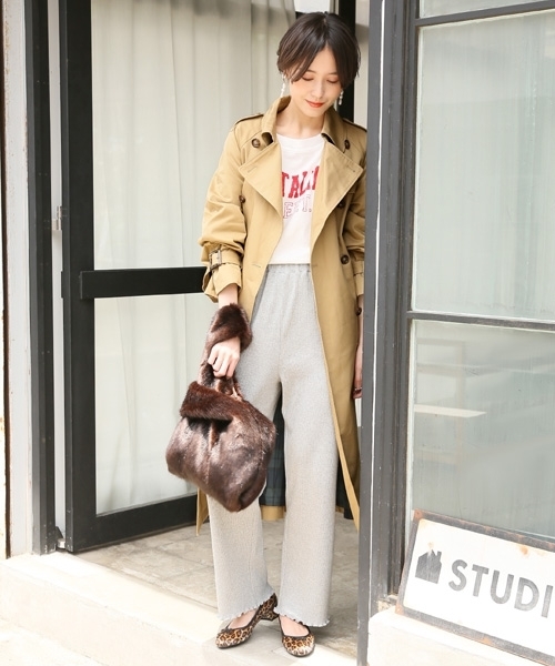 LOWRYS FARM（ローリーズファーム）の「カットメローパンツ　804628（その他パンツ・レディース・グレー/アイボリー/バーガンディー・FREE）」の4枚目の写真