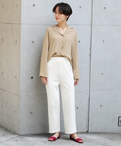 LOWRYS FARM（ローリーズファーム）の「カットメローパンツ　804628（その他パンツ・レディース・グレー/アイボリー/バーガンディー・FREE）」の12枚目の写真