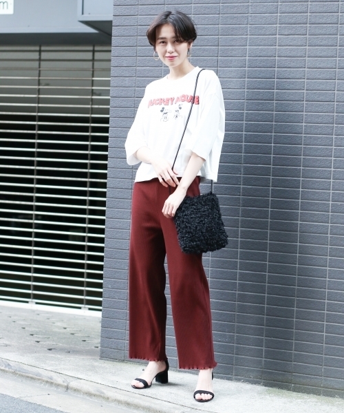 LOWRYS FARM（ローリーズファーム）の「カットメローパンツ　804628（その他パンツ・レディース・グレー/アイボリー/バーガンディー・FREE）」の13枚目の写真