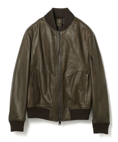 BRILLA per il gusto（ブリッラペルイルグースト）の「RUFFO / MA-1タイプ レザーブルゾン（MA-1・メンズ・ブラック/ダークブラウン・46/50/44/48）」の2枚目の写真