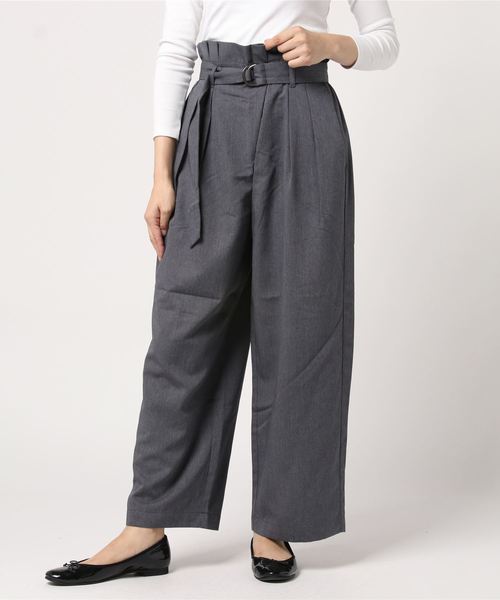 AMERICAN HOLIC（アメリカンホリック）の「・ウエストフリルベルト付ワイドパンツ（その他パンツ・レディース・チャコールグレー/ブラック/キャメル/ライトベージュ・M/L）」の3枚目の写真