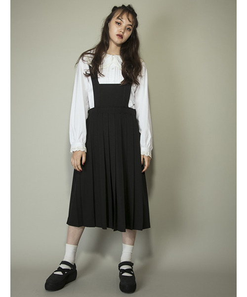 Candy Stripper(キャンディストリッパー)の「PLEATS APRON ワンピース(ワンピース・レディース・ブラック/ネイビー・1/2)」の2枚目の写真