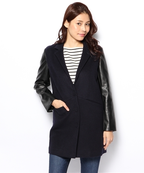 Soareak(ソアリーク)の「バイカラーチェスターコート(その他アウター・レディース・ベージュ/ライトピンク/ブラック・MEDIUM)」の2枚目の写真