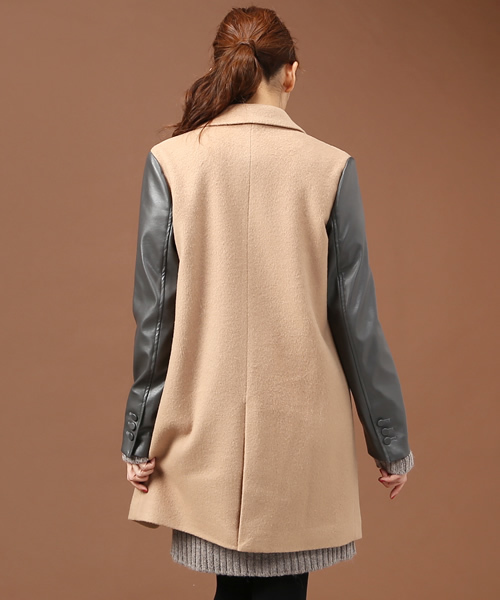 Soareak(ソアリーク)の「バイカラーチェスターコート(その他アウター・レディース・ベージュ/ライトピンク/ブラック・MEDIUM)」の6枚目の写真