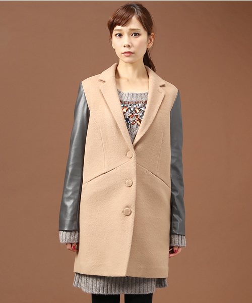 Soareak(ソアリーク)の「バイカラーチェスターコート(その他アウター・レディース・ベージュ/ライトピンク/ブラック・MEDIUM)」の7枚目の写真