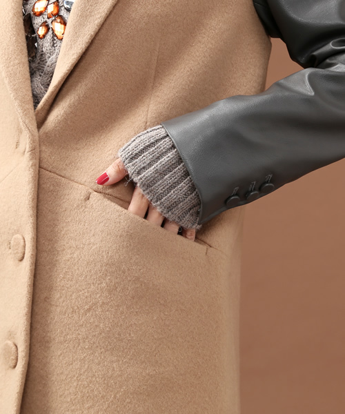 Soareak(ソアリーク)の「バイカラーチェスターコート(その他アウター・レディース・ベージュ/ライトピンク/ブラック・MEDIUM)」の9枚目の写真