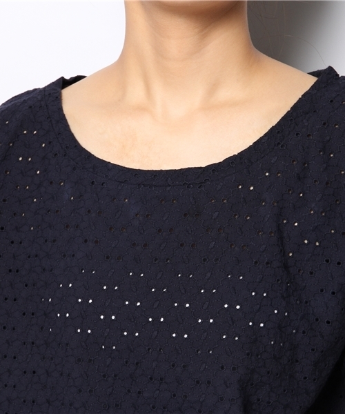 Kastane（カスタネ）の「【Kastane】からみレースパフスリーブT（Tシャツ/カットソー・レディース・ネイビー/サックスブルー/アイボリー・FREE）」の7枚目の写真