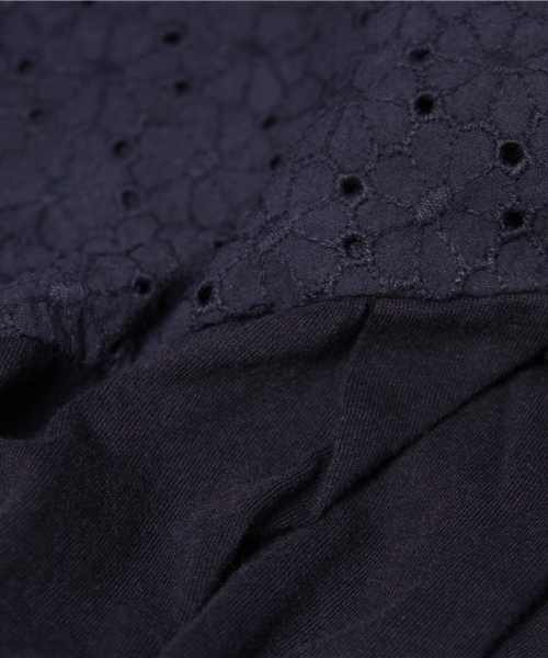 Kastane（カスタネ）の「【Kastane】からみレースパフスリーブT（Tシャツ/カットソー・レディース・ネイビー/サックスブルー/アイボリー・FREE）」の9枚目の写真