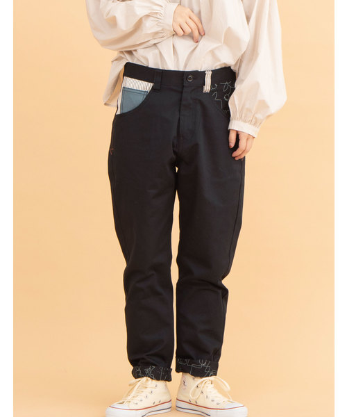 POU DOU DOU(プードゥドゥ)の「normes モチーフ裏線画プリントゆるパンツ(その他パンツ・レディース・ブラック/ターコイズブルー/インディゴブルー/キャメル/キナリ・2/3)」の10枚目の写真