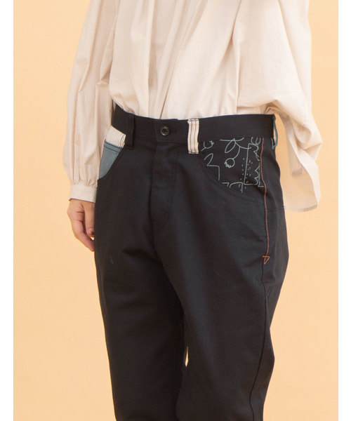 POU DOU DOU(プードゥドゥ)の「normes モチーフ裏線画プリントゆるパンツ(その他パンツ・レディース・ブラック/ターコイズブルー/インディゴブルー/キャメル/キナリ・2/3)」の12枚目の写真