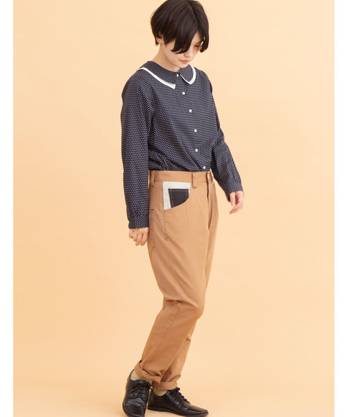 POU DOU DOU(プードゥドゥ)の「normes モチーフ裏線画プリントゆるパンツ(その他パンツ・レディース・ブラック/ターコイズブルー/インディゴブルー/キャメル/キナリ・2/3)」の18枚目の写真