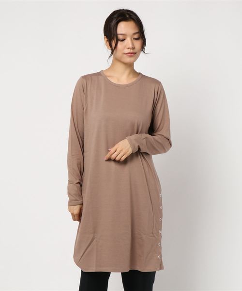 NATURAL BEAUTY BASIC（ナチュラルビューティーベーシック）の「レイヤードチュニック（Tシャツ/カットソー・レディース・ブラウン/オフホワイト/グレー系その他・MEDIUM）」の3枚目の写真