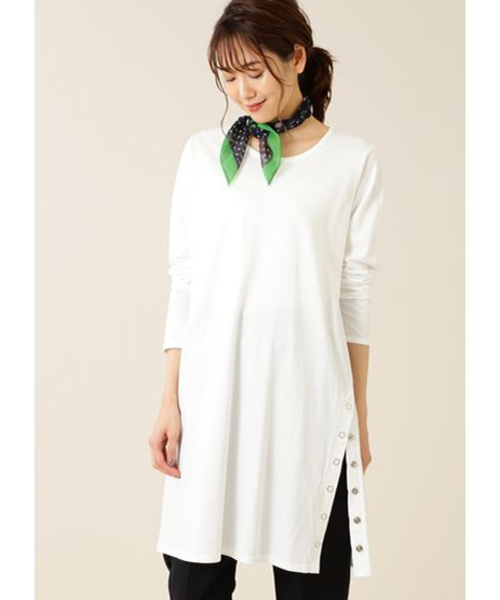 NATURAL BEAUTY BASIC（ナチュラルビューティーベーシック）の「レイヤードチュニック（Tシャツ/カットソー・レディース・ブラウン/オフホワイト/グレー系その他・MEDIUM）」の2枚目の写真