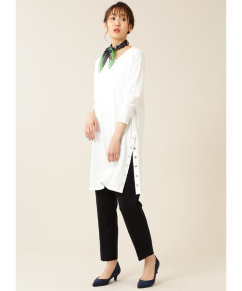 NATURAL BEAUTY BASIC（ナチュラルビューティーベーシック）の「レイヤードチュニック（Tシャツ/カットソー・レディース・ブラウン/オフホワイト/グレー系その他・MEDIUM）」の6枚目の写真