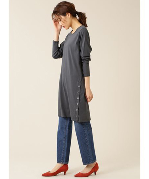 NATURAL BEAUTY BASIC（ナチュラルビューティーベーシック）の「レイヤードチュニック（Tシャツ/カットソー・レディース・ブラウン/オフホワイト/グレー系その他・MEDIUM）」の11枚目の写真