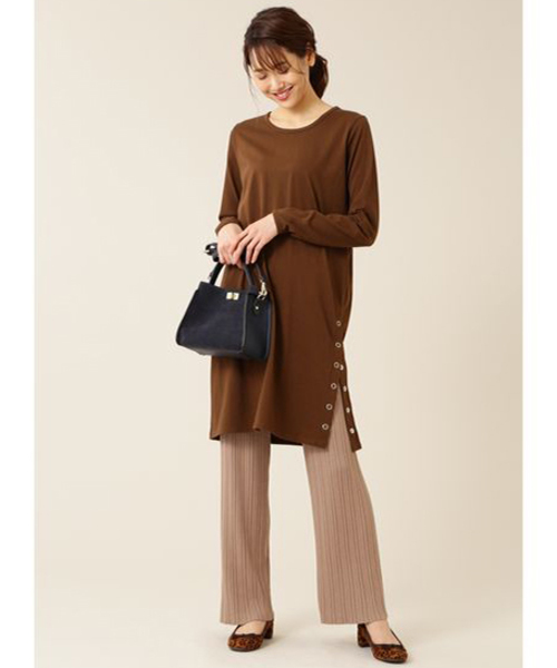 NATURAL BEAUTY BASIC（ナチュラルビューティーベーシック）の「レイヤードチュニック（Tシャツ/カットソー・レディース・ブラウン/オフホワイト/グレー系その他・MEDIUM）」の16枚目の写真