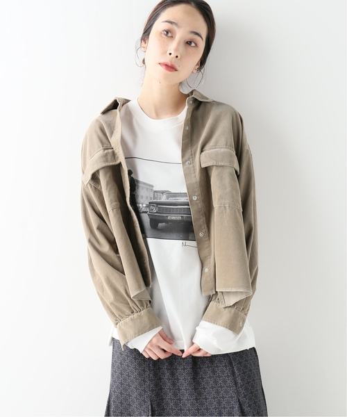 journal standard L'essage（ジャーナルスタンダードレサージュ）の「コーデュロイワイドシャツ（シャツ/ブラウス・レディース・ブラウン/ベージュ/タン・FREE）」の2枚目の写真
