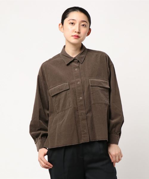 journal standard L'essage（ジャーナルスタンダードレサージュ）の「コーデュロイワイドシャツ（シャツ/ブラウス・レディース・ブラウン/ベージュ/タン・FREE）」の6枚目の写真