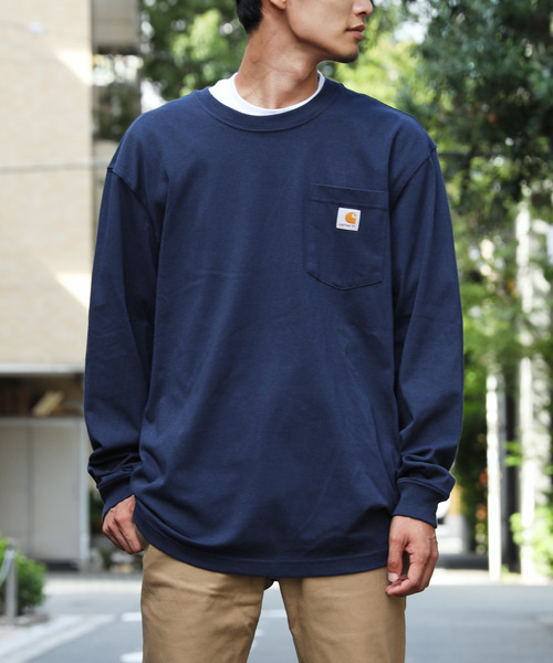 Carhartt（カーハート）の「【CARHARTT/カーハート】Workwear Pocket Long Sleeve T-Shirt / ポケット付きロンT（Tシャツ/カットソー・メンズ・ブラック/ダークグリーン/ダークブラウン/ネイビー/グレー/オリーブ/バーガンディー/ヘザーチャコール/グレイッシュブルー/ブルー・M/L/XL）」の7枚目の写真