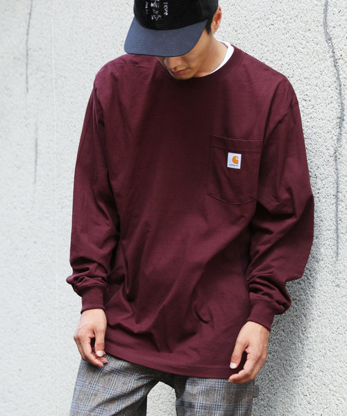 Carhartt（カーハート）の「【CARHARTT/カーハート】Workwear Pocket Long Sleeve T-Shirt / ポケット付きロンT（Tシャツ/カットソー・メンズ・ブラック/ダークグリーン/ダークブラウン/ネイビー/グレー/オリーブ/バーガンディー/ヘザーチャコール/グレイッシュブルー/ブルー・M/L/XL）」の10枚目の写真
