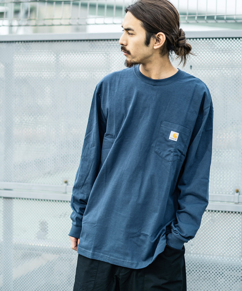 Carhartt（カーハート）の「【CARHARTT/カーハート】Workwear Pocket Long Sleeve T-Shirt / ポケット付きロンT（Tシャツ/カットソー・メンズ・ブラック/ダークグリーン/ダークブラウン/ネイビー/グレー/オリーブ/バーガンディー/ヘザーチャコール/グレイッシュブルー/ブルー・M/L/XL）」の9枚目の写真