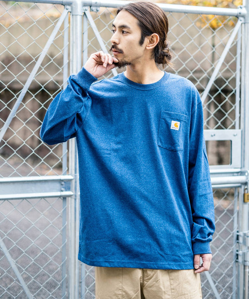 Carhartt（カーハート）の「【CARHARTT/カーハート】Workwear Pocket Long Sleeve T-Shirt / ポケット付きロンT（Tシャツ/カットソー・メンズ・ブラック/ダークグリーン/ダークブラウン/ネイビー/グレー/オリーブ/バーガンディー/ヘザーチャコール/グレイッシュブルー/ブルー・M/L/XL）」の8枚目の写真