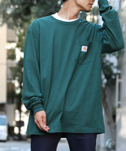 Carhartt（カーハート）の「【CARHARTT/カーハート】Workwear Pocket Long Sleeve T-Shirt / ポケット付きロンT（Tシャツ/カットソー・メンズ・ブラック/ダークグリーン/ダークブラウン/ネイビー/グレー/オリーブ/バーガンディー/ヘザーチャコール/グレイッシュブルー/ブルー・M/L/XL）」の6枚目の写真