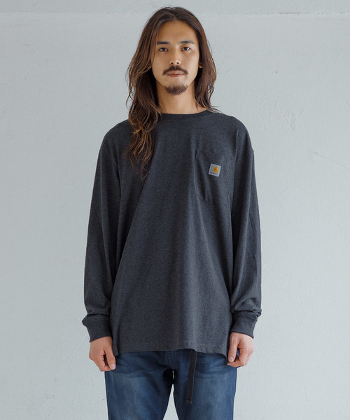 Carhartt（カーハート）の「【CARHARTT/カーハート】Workwear Pocket Long Sleeve T-Shirt / ポケット付きロンT（Tシャツ/カットソー・メンズ・ブラック/ダークグリーン/ダークブラウン/ネイビー/グレー/オリーブ/バーガンディー/ヘザーチャコール/グレイッシュブルー/ブルー・M/L/XL）」の11枚目の写真
