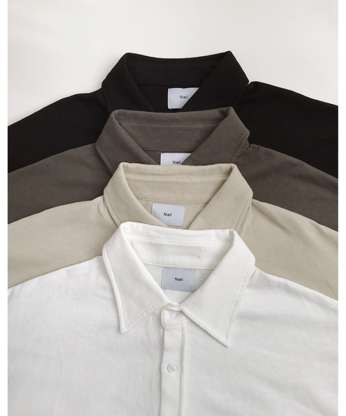 Niell（ニール）の「スーパービッグシルエット レギュラーカラ－ カットシャツ（シャツ/ブラウス・メンズ・チャコール/ホワイト/ブラック/アイボリー・FREE）」の6枚目の写真