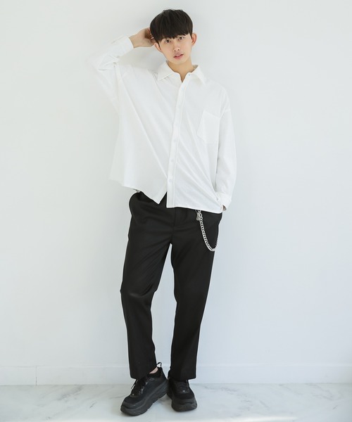 Niell（ニール）の「スーパービッグシルエット レギュラーカラ－ カットシャツ（シャツ/ブラウス・メンズ・チャコール/ホワイト/ブラック/アイボリー・FREE）」の7枚目の写真