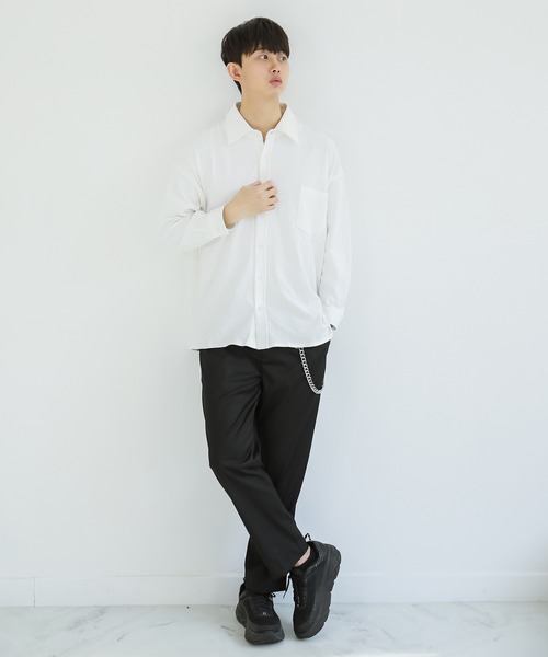 Niell（ニール）の「スーパービッグシルエット レギュラーカラ－ カットシャツ（シャツ/ブラウス・メンズ・チャコール/ホワイト/ブラック/アイボリー・FREE）」の8枚目の写真