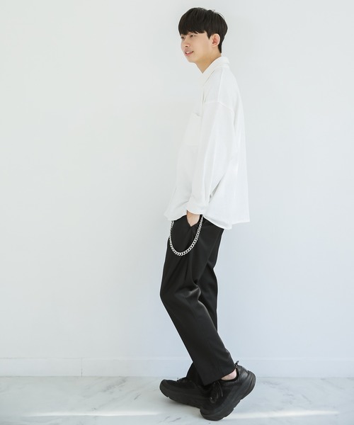 Niell（ニール）の「スーパービッグシルエット レギュラーカラ－ カットシャツ（シャツ/ブラウス・メンズ・チャコール/ホワイト/ブラック/アイボリー・FREE）」の9枚目の写真