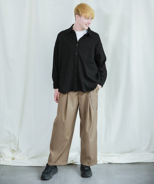 Niell（ニール）の「スーパービッグシルエット レギュラーカラ－ カットシャツ（シャツ/ブラウス・メンズ・チャコール/ホワイト/ブラック/アイボリー・FREE）」の13枚目の写真