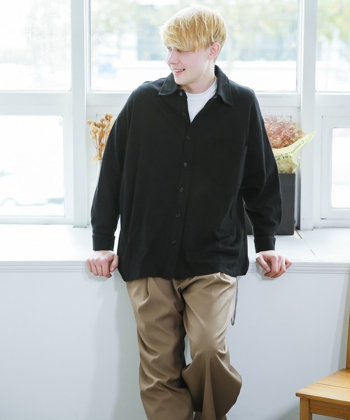 Niell（ニール）の「スーパービッグシルエット レギュラーカラ－ カットシャツ（シャツ/ブラウス・メンズ・チャコール/ホワイト/ブラック/アイボリー・FREE）」の15枚目の写真