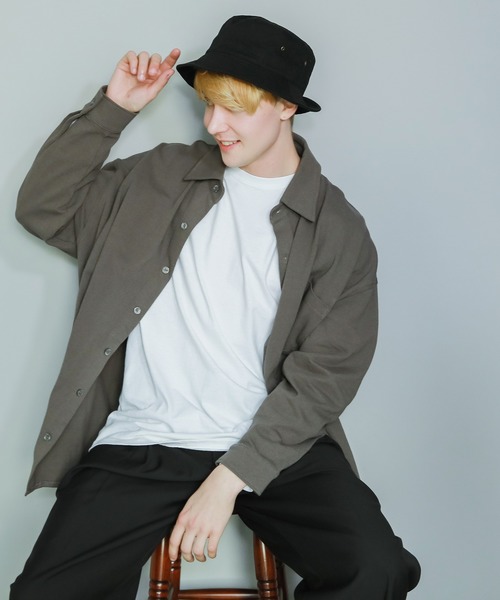 Niell（ニール）の「スーパービッグシルエット レギュラーカラ－ カットシャツ（シャツ/ブラウス・メンズ・チャコール/ホワイト/ブラック/アイボリー・FREE）」の20枚目の写真