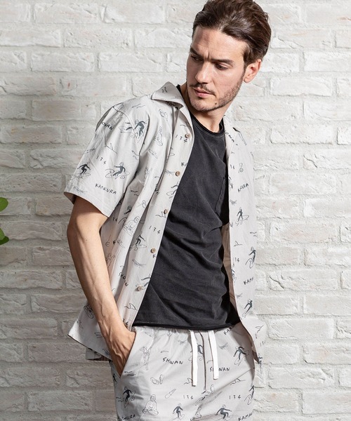 人気急上昇 セール 直営店 Web限定 Kagafuri Kamakura カガフリ カマクラ カマクライラストアロハシャツ シャツ ブラウス Kagafuri Kamakura カガフリカマクラ のファッション 国内発送 Arenatheatre Net