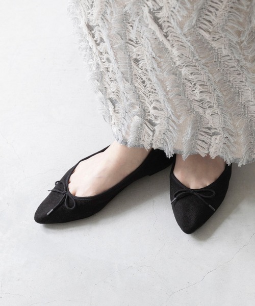 美品■ヌエール■フラットパンプス✨バレエシューズ ポインテッドトゥ ヤマダヤ ふわカル ポインテッドトゥ バレエシューズ（バレエシューズ