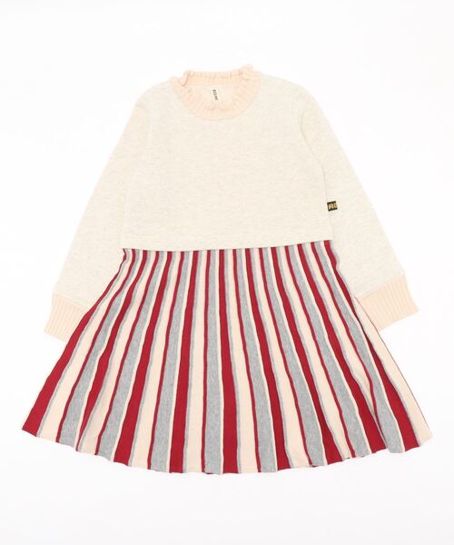 Nino ニノ のファッション ワンピース フレアーｋｎｉｔドッキング ワンピース 130 140 ワンピース