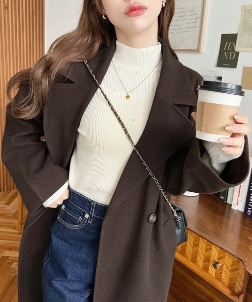 ブラウン チェスターコート リネン混チェスターコート 533 ブラウン【Fleur de lis(フラデリ
