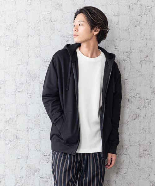 Blue Standard (ブルースタンダード)の「【BLUE STANDARD】オーガニック裏毛ジップパーカー サスティナビリティの原料、染色、労働環境基準をクリア―した商品(パーカー・メンズ・杢グレー/ブラック/ネイビー/ホワイト・MEDIUM/LARGE/X-LARGE)」の2枚目の写真