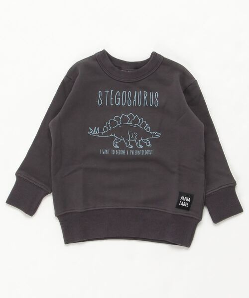 ALPHA LABEL(アルファーレーベル)の「Dinosaur Sweat shirt(スウェット・キッズ・チャコールグレー/ベージュ/オレンジ/アイボリー・100/110/120/130/140/150)」の2枚目の写真