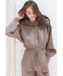 ALEXIA STAM（アリシアスタン）の「【BLENDA Japan 2020年winter号 掲載】Front Button Knit Hoodie/フロントボタンニットフーディー（パーカー）」